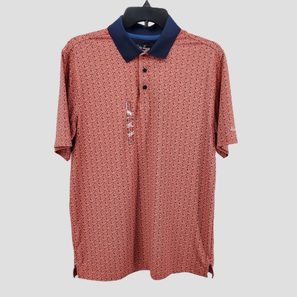Walter Hagen Mens Small P11 Golf Polo Short Sleeve Lightweight Bloody Mary Coral